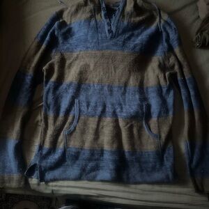 Blue and green Striped hoodie Sweater